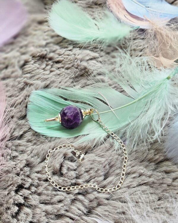 Pendule en améthyste - pierre naturelle pour radiesthésie et intuition